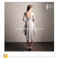 Elegant Short Sleeve Front Short Back Long Grey Floral Evening Prom Party Dress Evening Gown